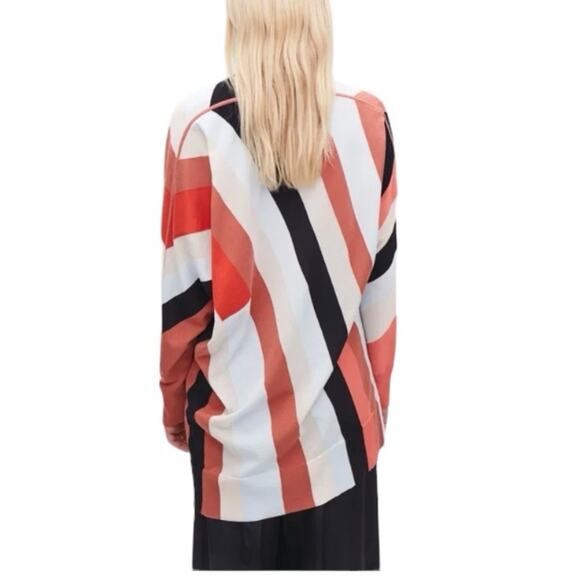 COS Striped Asymetric Long Knit Top Sweater Black Rust Blue size XS - Picture 2 of 11